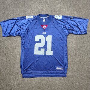 Vintage REEBOK NEW YORK GIANTS Jersey Men's XL Blue #21 Tiki Barber Mesh NFL